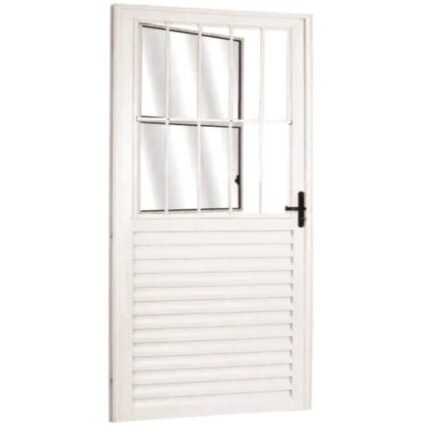 Porta Social Alumínio Branco 2.10 X 0.90 Linha 25 Lado:esquerda
